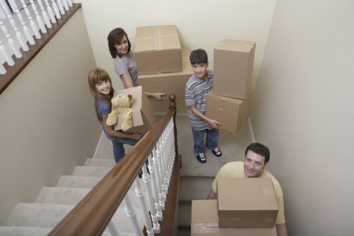 Charity donation items prepared for reuse from storage